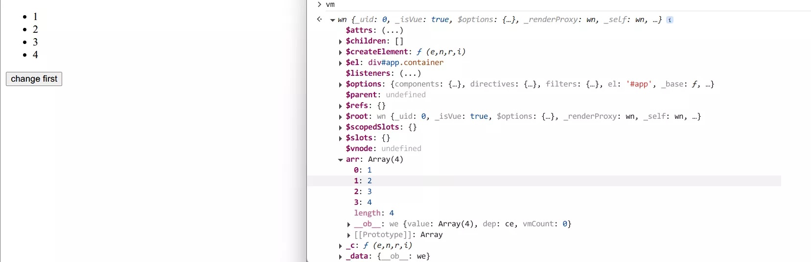 更改数组的第一项set1